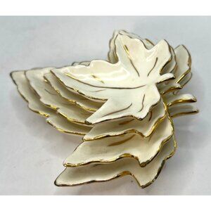 Vtg 1966 Hand Painted Graduiated Leaves Trinket Dishes
